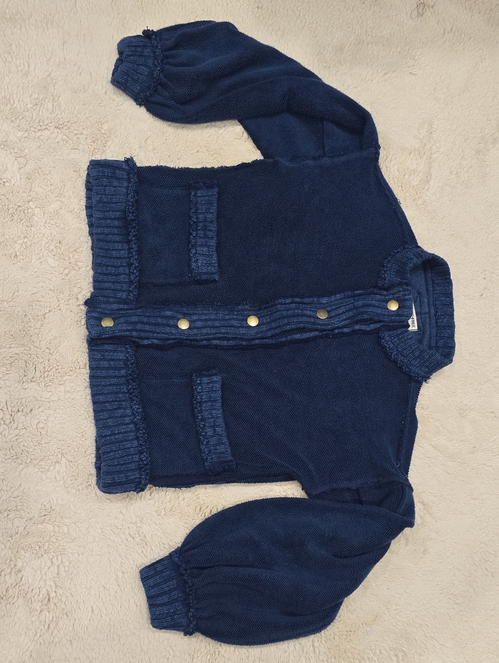 We The Free Navy Button-Front Women's Cardigan( One Missing Snap)